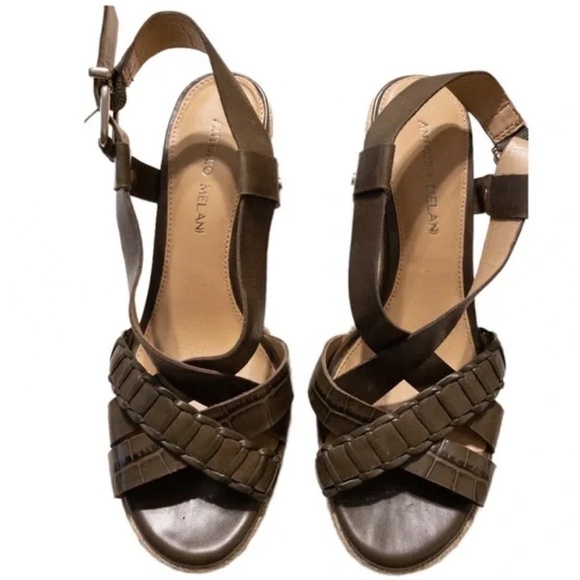 ANTONIO MELANI BAILEYS JUTE ROPE HEEL LEATHER ESPADRILLE - Picture 1 of 5